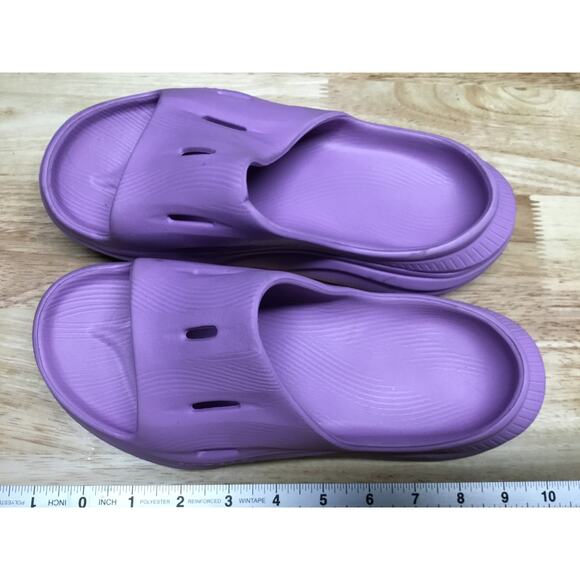 Hoka One One ORA Recovery Slide 3 Sandals 6 Violet Bloom Rubber Slip-On - Picture 8 of 8